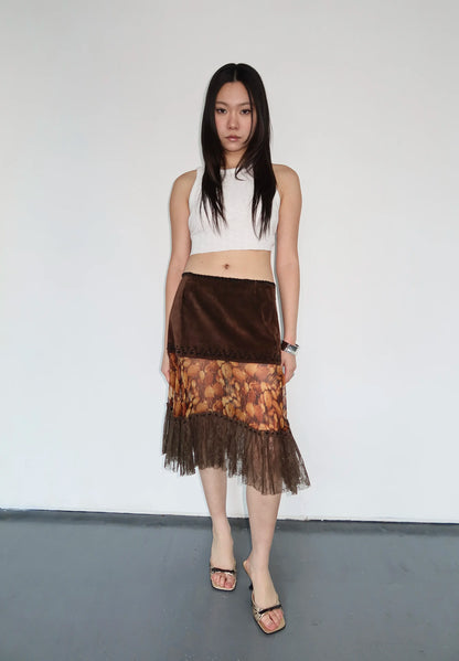 D&G F/W 2002 Suede/Silk Skirt